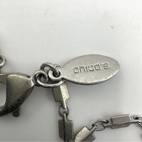 Chico's Silver tone Chain Necklace double overlapping triple circle modern - Picture 6 of 7